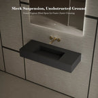 MonBlari TW-G275 Black Solid Surface Wall-Mount Basin 1000mm