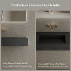 MonBlari TW-G275 Black Solid Surface Wall-Mount Basin 1000mm