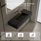 MonBlari TW-G275 Black Solid Surface Wall-Mount Basin 1000mm