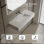 MonBlari TW-G275 White Solid Surface Wall-Mount Basin 1000mm
