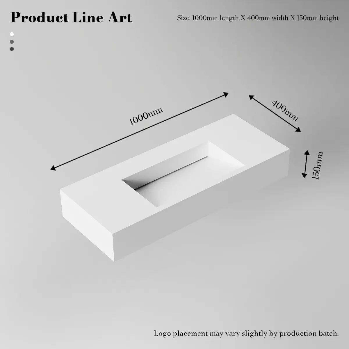 MonBlari TW-G275 White Solid Surface Wall-Mount Basin 1000mm