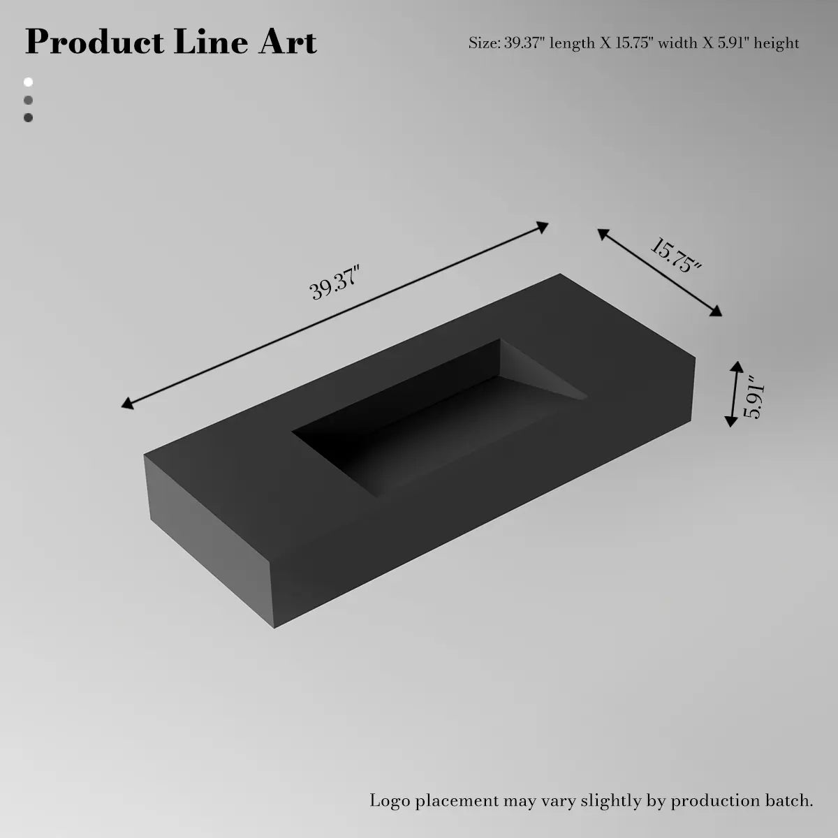 MonBlari TW-G275 Black Solid Surface Wall-Mount Basin 1000mm