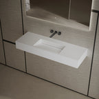 MonBlari TW-G276 Rectangular Solid Surface Wall-Mounted Sink with Direct Drain