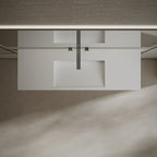 MonBlari TW-G276 Rectangular Solid Surface Wall-Mounted Sink with Direct Drain
