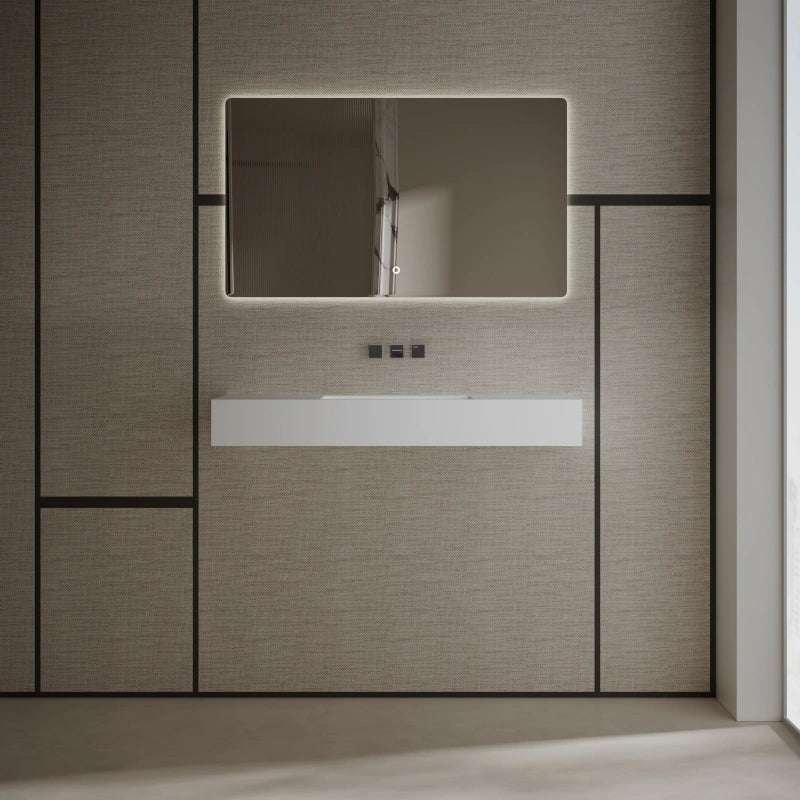 MonBlari TW-G276 Rectangular Solid Surface Wall-Mounted Sink with Direct Drain