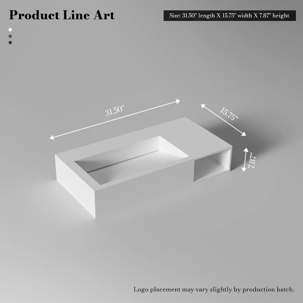 MonBlari TW-G281 Solid Surface Wall-Mounted Basin Bathroom Sink 800mm