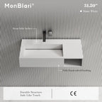 MonBlari TW-G281 Solid Surface Wall-Mounted Basin Bathroom Sink 800mm