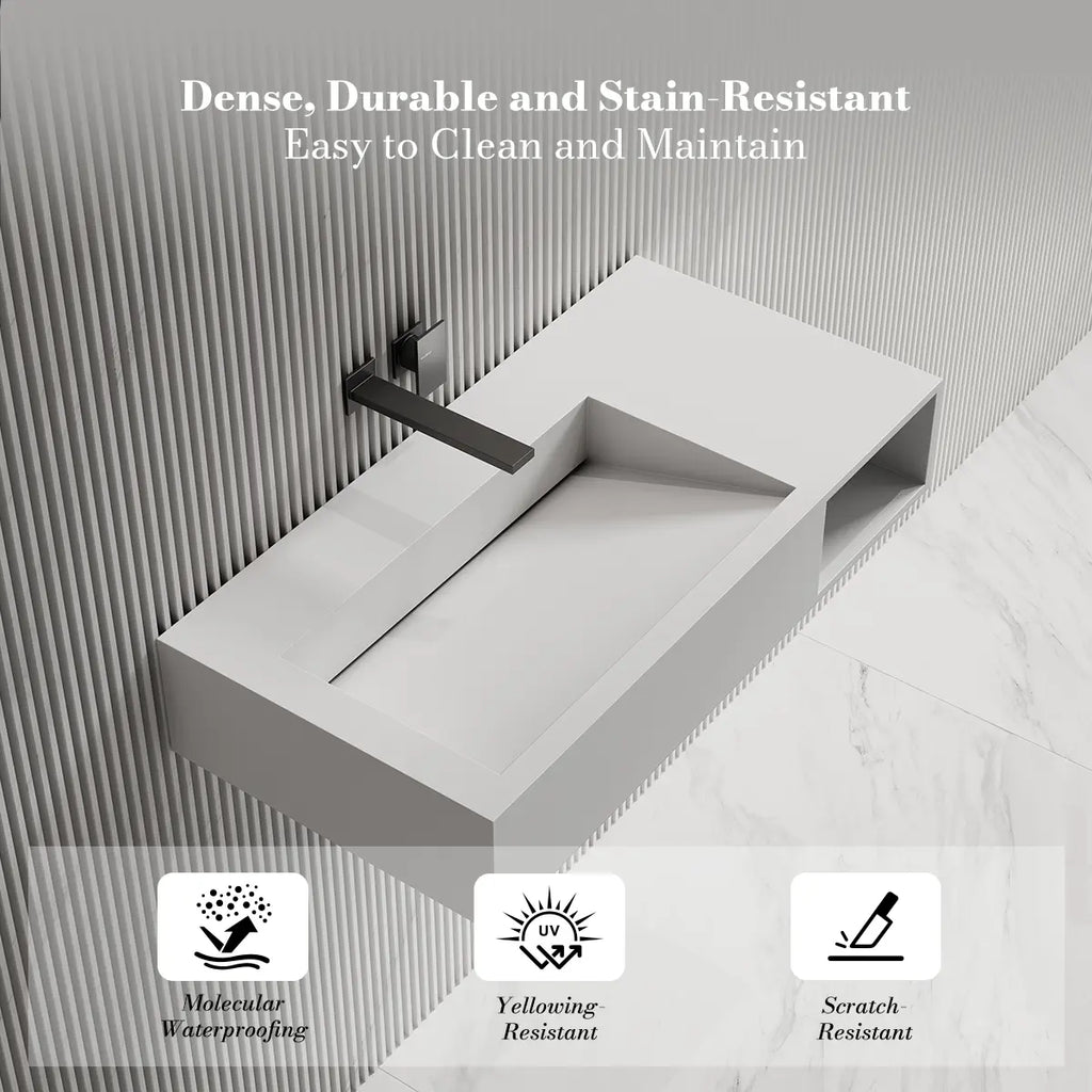 MonBlari TW-G281 Solid Surface Wall-Mounted Basin Bathroom Sink 800mm