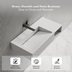 MonBlari TW-G281 Solid Surface Wall-Mounted Basin Bathroom Sink 800mm