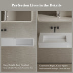 MonBlari TW-G282 White Solid Surface Wall-Mount Basin 1000mm