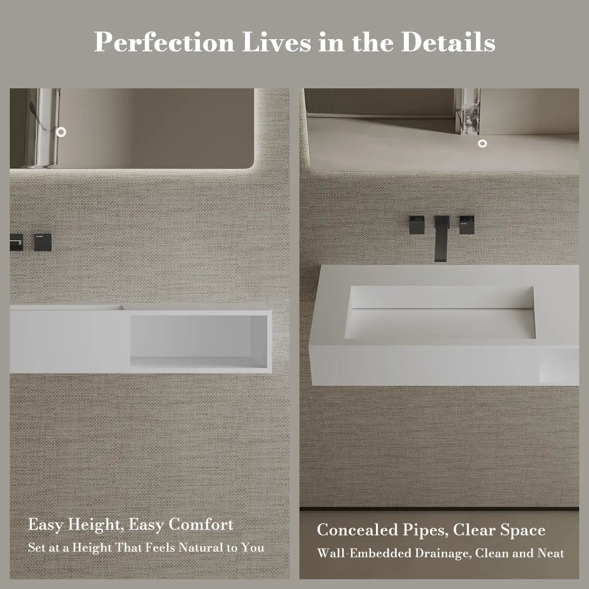 MonBlari TW-G282 White Solid Surface Wall-Mount Basin 1000mm