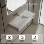 MonBlari TW-G282 White Solid Surface Wall-Mount Basin 1000mm