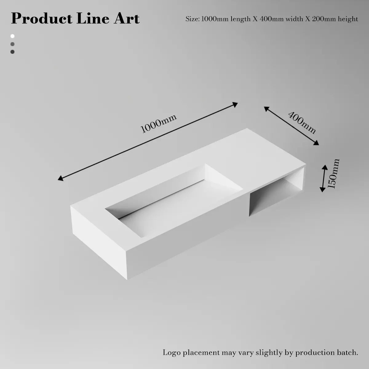 MonBlari TW-G282 White Solid Surface Wall-Mount Basin 1000mm