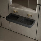 MonBlari TW-G286 Wall-Mounted Double Bathroom Sink Fluted Design 1200mm