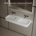 MonBlari TW-G286 Wall-Mounted Double Bathroom Sink Fluted Design 1200mm