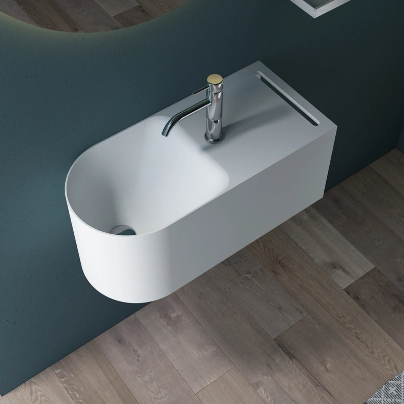 Monbalri Solid Surface Basins 650mm With Overflow and Single Faucet Hole