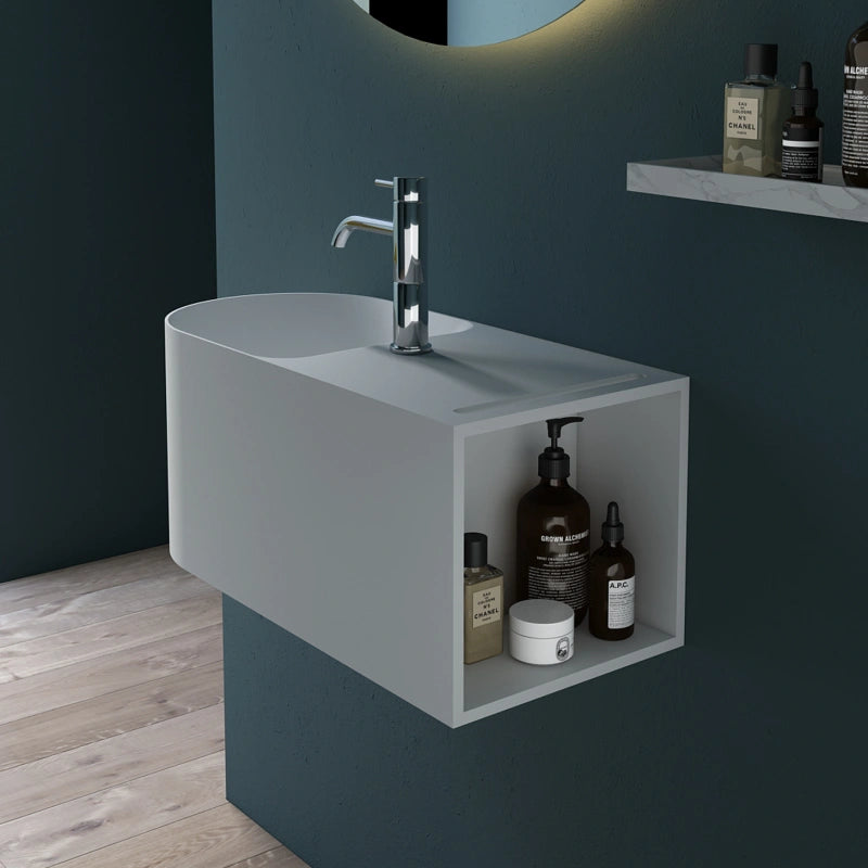 Monbalri Solid Surface Basins 650mm With Overflow and Single Faucet Hole