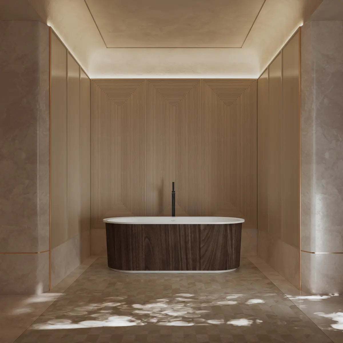 MonBlari TW-M21 Wood Veneer Acrylic Freestanding Bathtub 1700mm