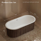 MonBlari TW-M21 Wood Veneer Acrylic Freestanding Bathtub 1700mm