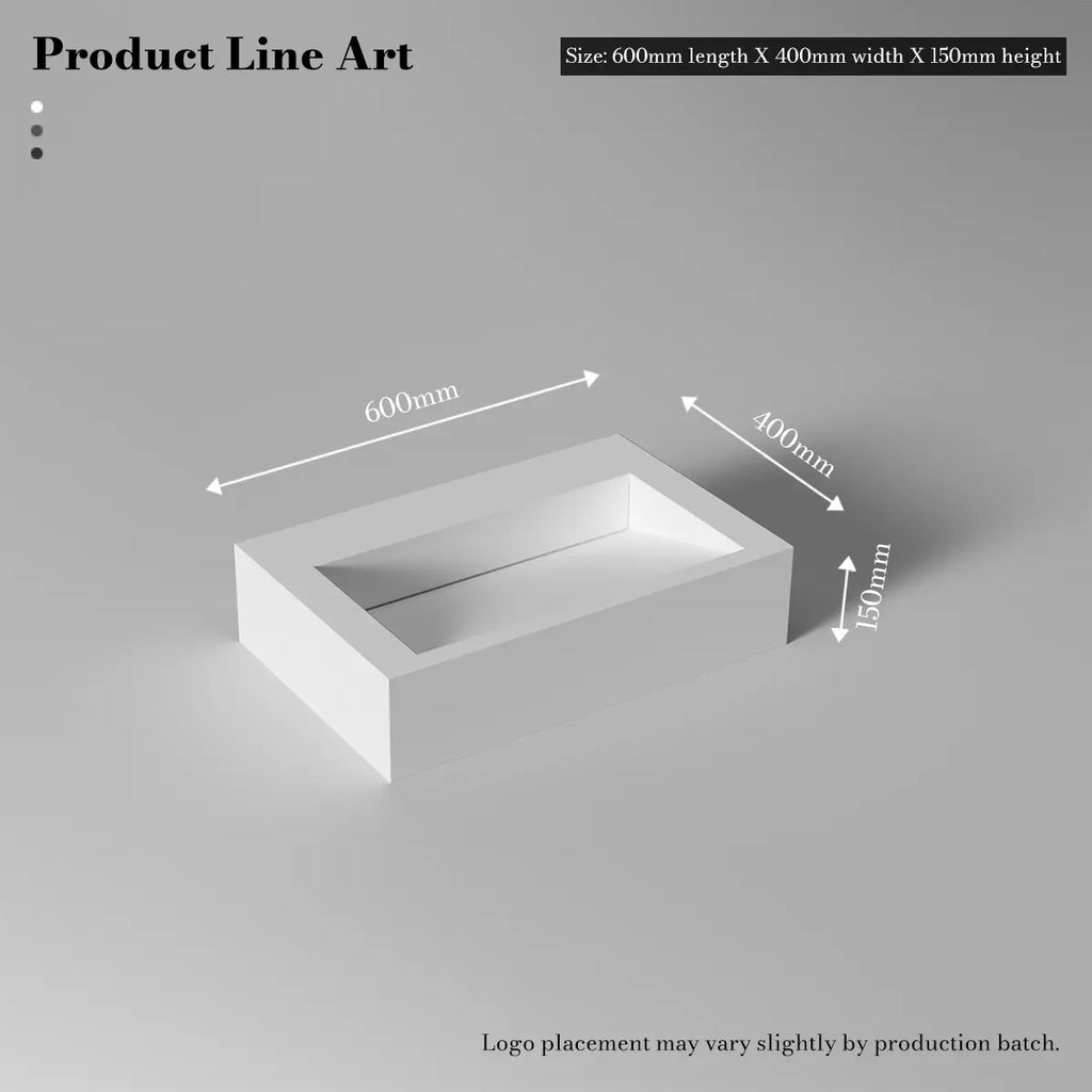 MonBlari TW-G272 Solid Surface Wall-Mounted Basin 600mm