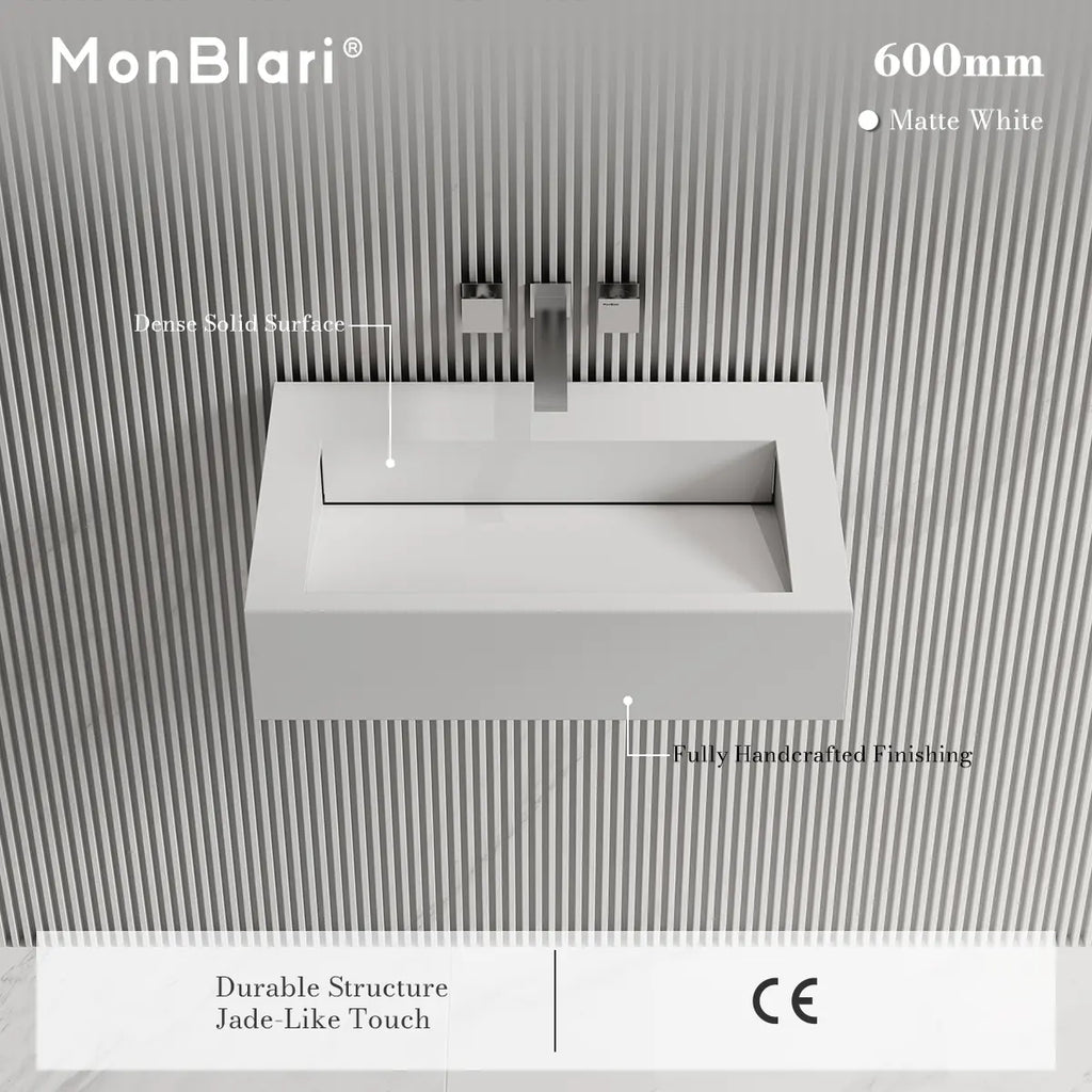 MonBlari TW-G272 Solid Surface Wall-Mounted Basin 600mm