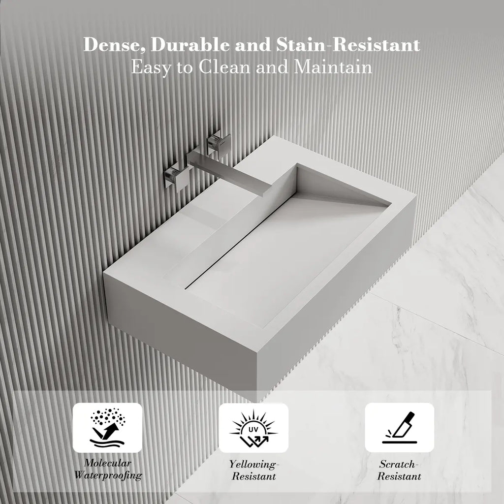 MonBlari TW-G272 Solid Surface Wall-Mounted Basin 600mm