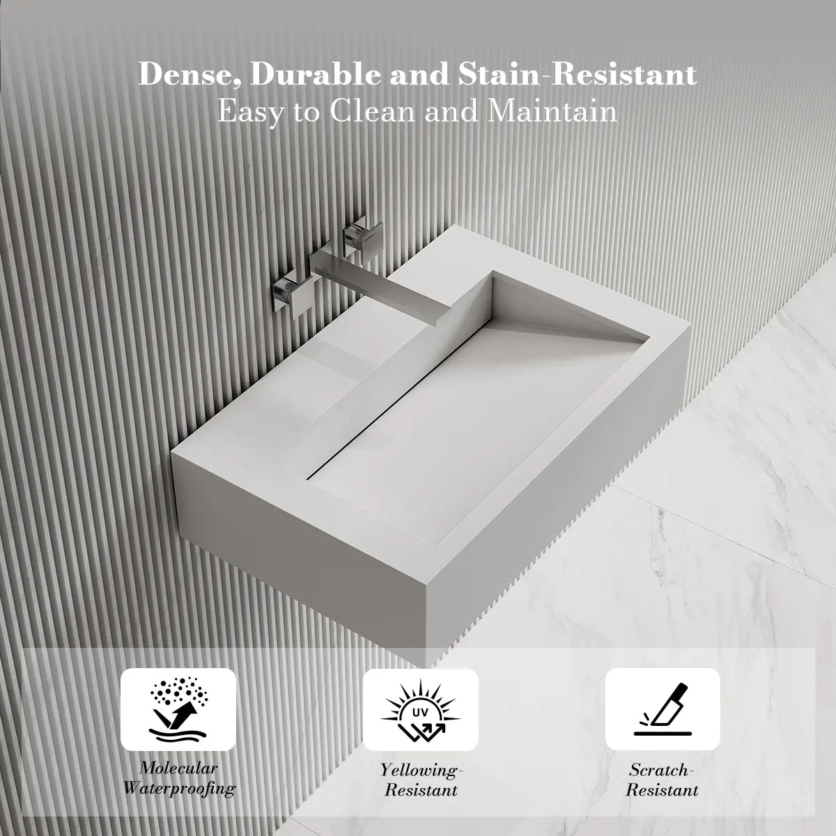 MonBlari TW-G272 Solid Surface Wall-Mounted Basin 600mm
