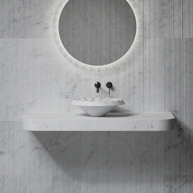 MonBlari VENUS Series Marble Ruffle Vessel Bowl Bathroom Sink