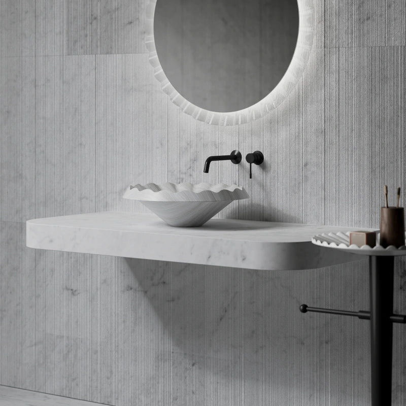 MonBlari VENUS Series Marble Ruffle Vessel Bowl Bathroom Sink