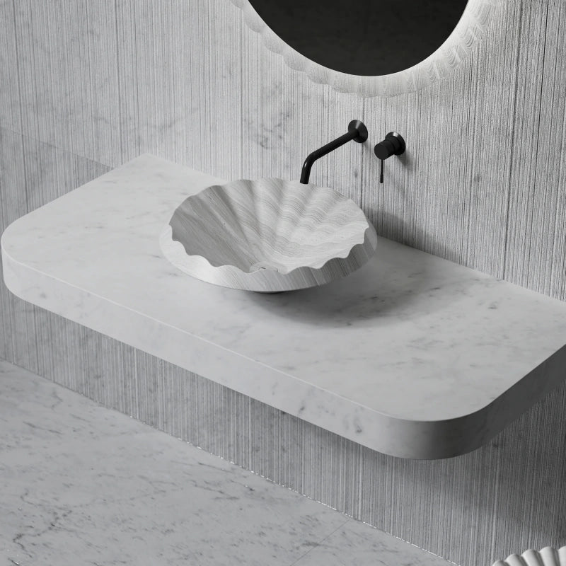 MonBlari VENUS Series Marble Ruffle Vessel Bowl Bathroom Sink
