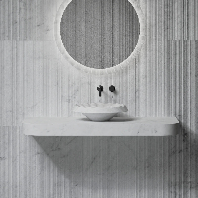 MonBlari VENUS Series Sculptural Ruffle Marble Countertop Basin