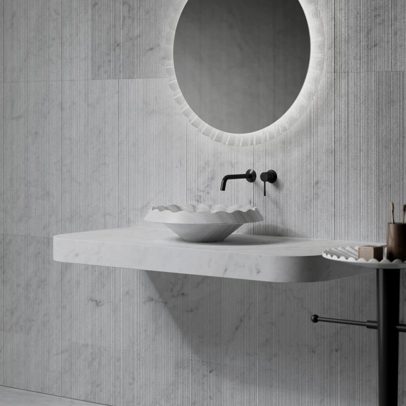 MonBlari VENUS Series Sculptural Ruffle Marble Countertop Basin
