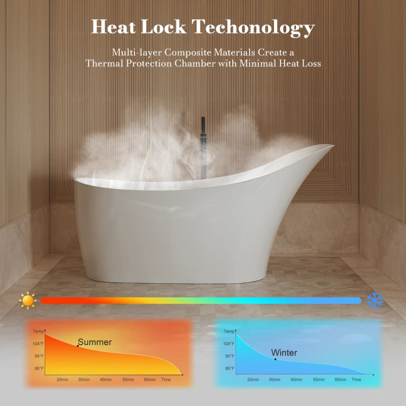 MonBlari XA-169 Acrylic Soaking Tub Single Slipper Freestanding Bathtub