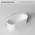 Monblari TW-8301 White Solid Surface Freestanding Bathtub 1700mm