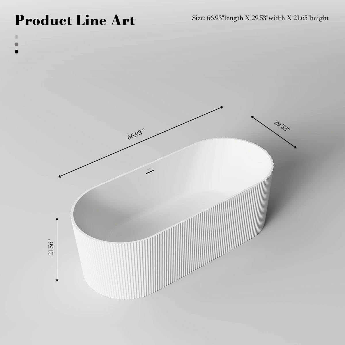 Monblari TW-8301 White Solid Surface Freestanding Bathtub 1700mm