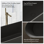 Monblari TW-8301 Black Solid Surface Freestanding Bathtub 1700mm