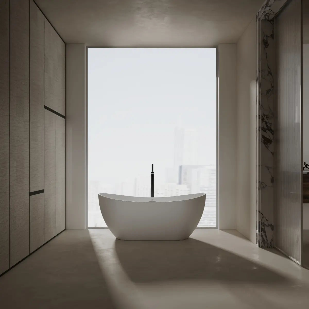 MonBlari TW-8505 White Solid Surface Freestanding Bathtub 1500mm - 1700mm Main image
