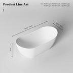 MonBlari TW-8505 White Solid Surface Freestanding Bathtub 1500mm - 1700mm