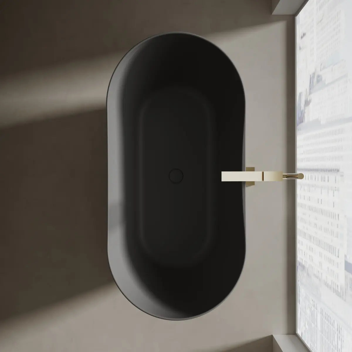 MonBlari TW-8505 Black Solid Surface Freestanding Bathtub 1500mm - 1700mm