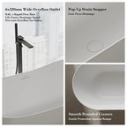 MonBlari TW-8505 White Solid Surface Freestanding Bathtub 1500mm - 1700mm