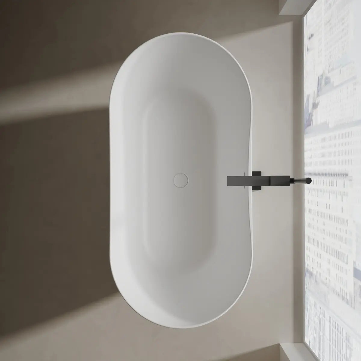 MonBlari TW-8505 White Solid Surface Freestanding Bathtub 1500mm - 1700mm