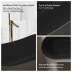 MonBlari TW-8505 Black Solid Surface Freestanding Bathtub 1500mm - 1700mm