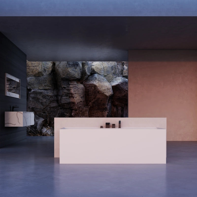 MonBlari Solid Surface Back-to-Wall Baths 1300,1400,1500,1600,1700mm Double Ended
