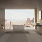 MonBlari XA-8860 White Solid Surface Freestanding Bathtub 1550mm - 1650mm