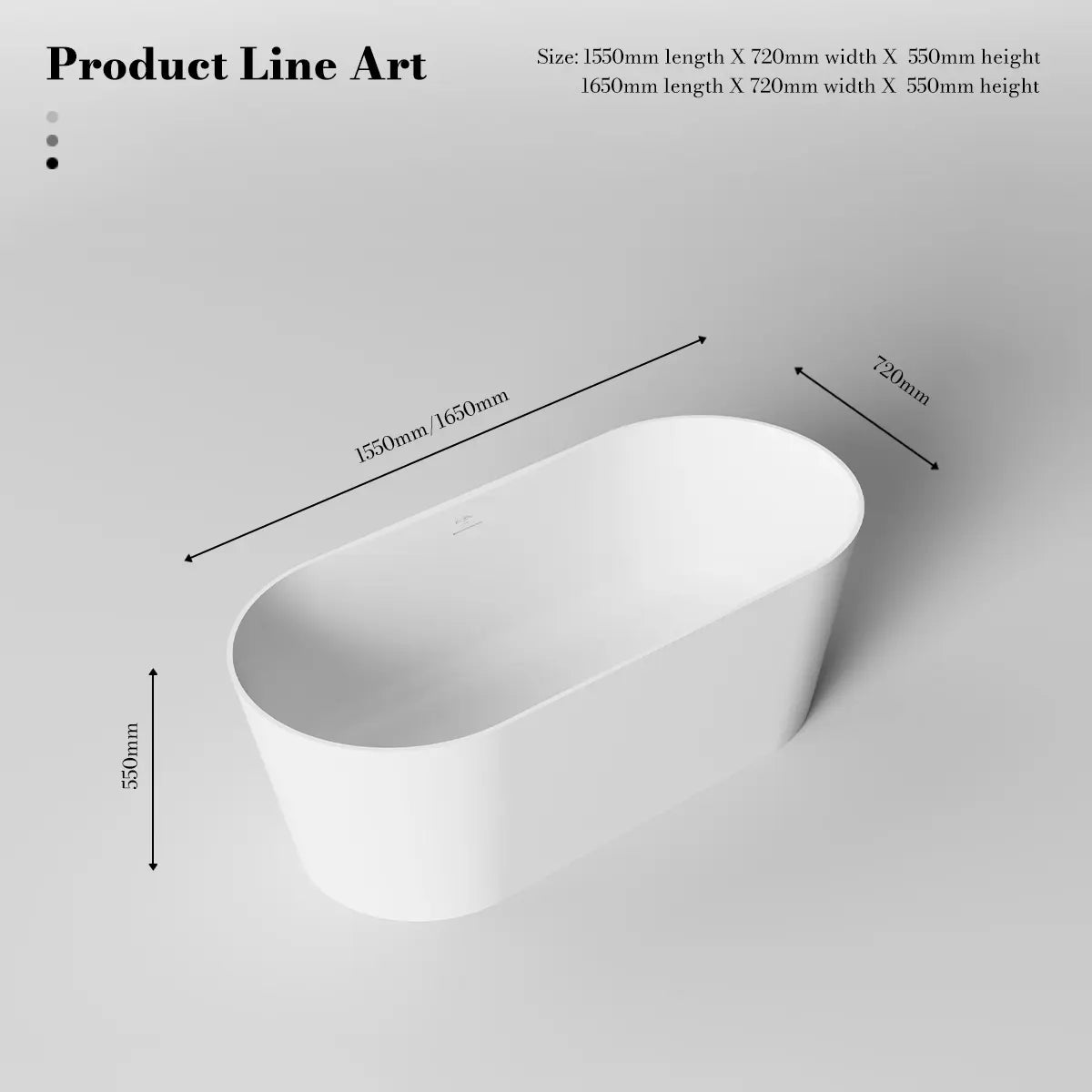 MonBlari XA-8860 White Solid Surface Freestanding Bathtub 1550mm - 1650mm