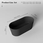 MonBlari XA-8860 Black Solid Surface Freestanding Bathtub 1550mm - 1650mm