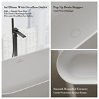 MonBlari XA-8860 White Solid Surface Freestanding Bathtub 1550mm - 1650mm