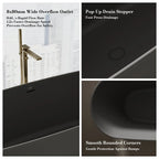 MonBlari XA-8898 Black Solid Surface Freestanding Bathtub 1800mm