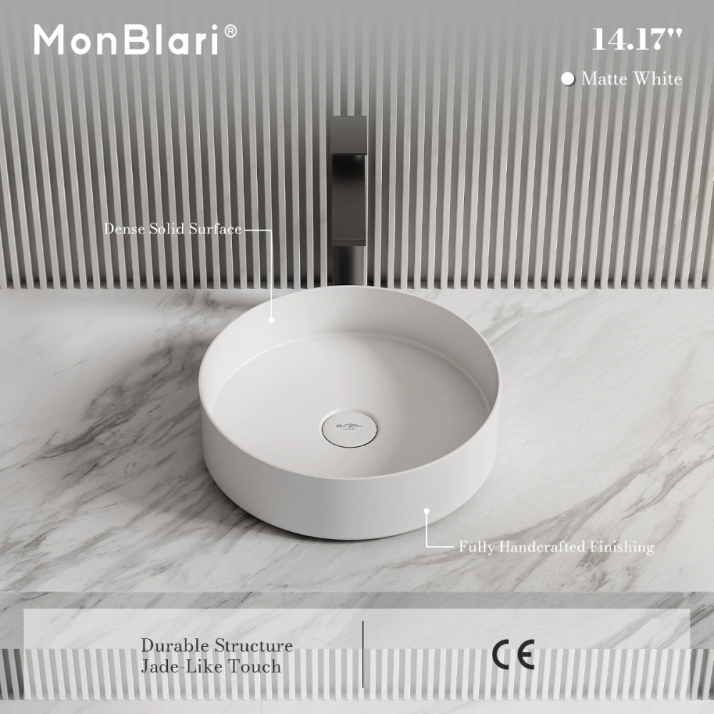 MonBlari XA-A10 Solid Surface Countertop Basin Bathroom Sink 360mm
