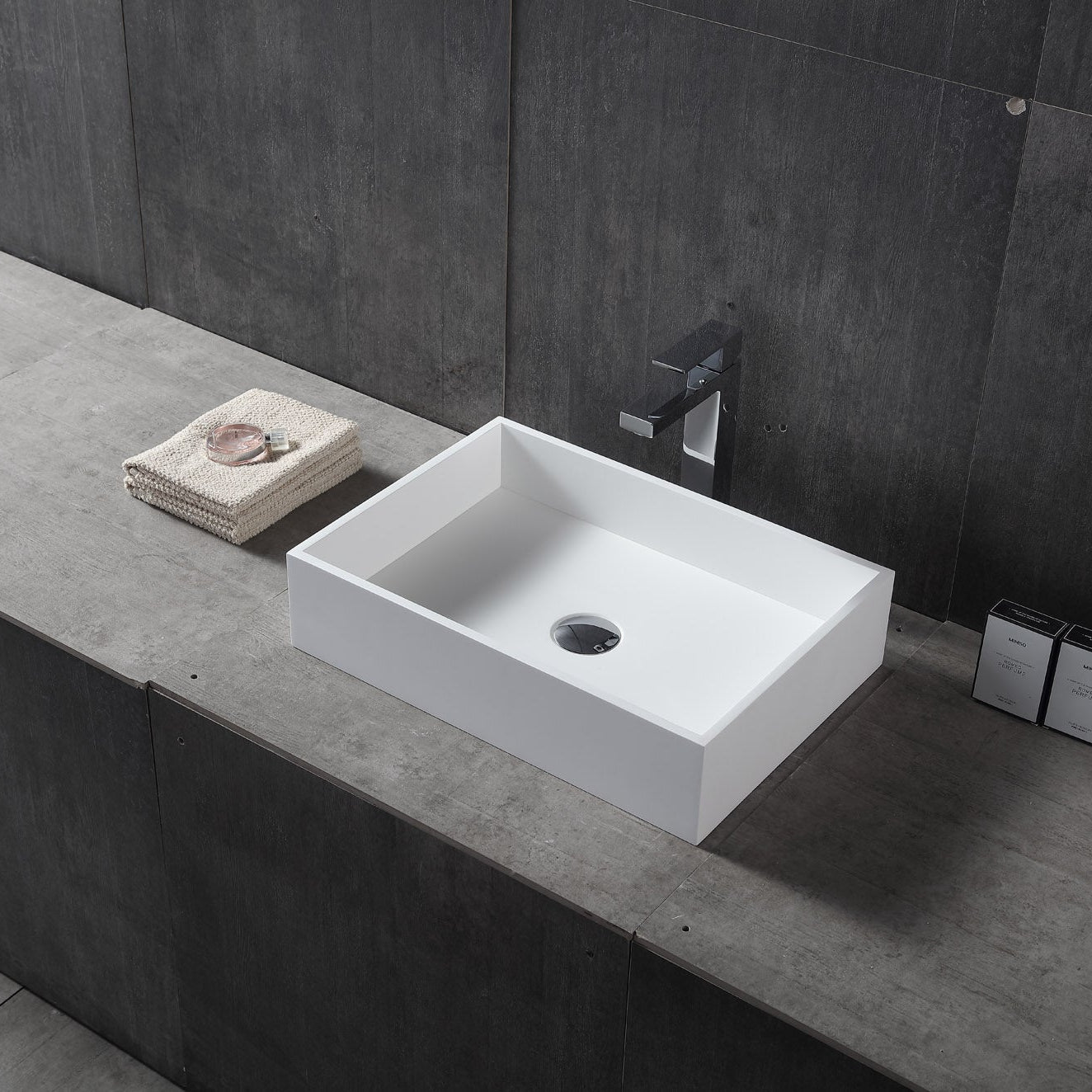 MonBlari XA-A32A Solid Surface Basin Right Side Top View Main image